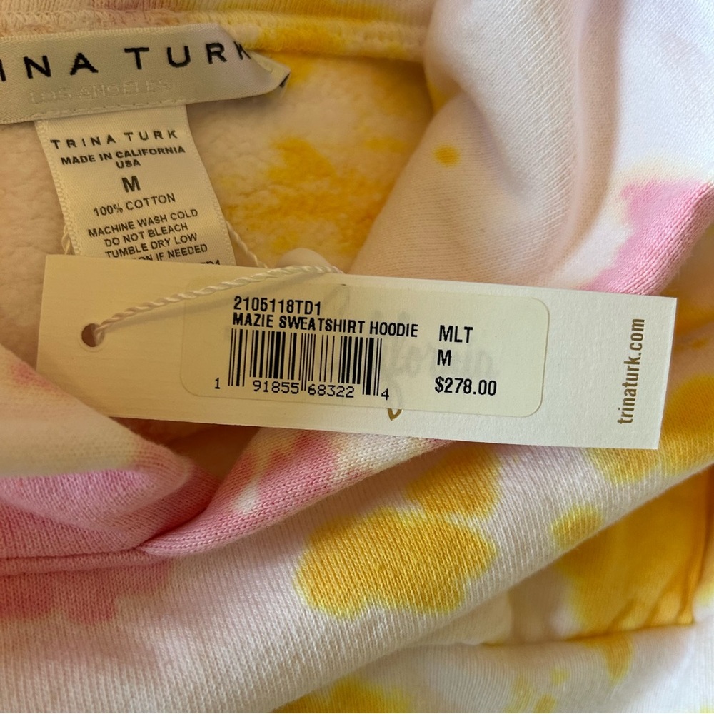 $278 Trina Turk Mazie Tie Dye Hoodie Sweatshirt Medium NWT - Picture 3 of 4